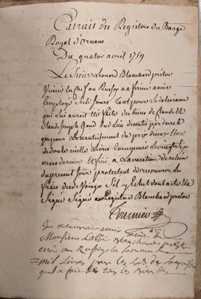 Legal Document regarding repossession of land (1759)