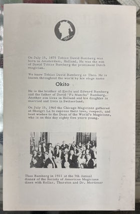 Happy Birthday to Okito: 85, Born in Amsterdam July 15, 1875 Theo "Okito" Bamberg - December 9, 1952 Letter