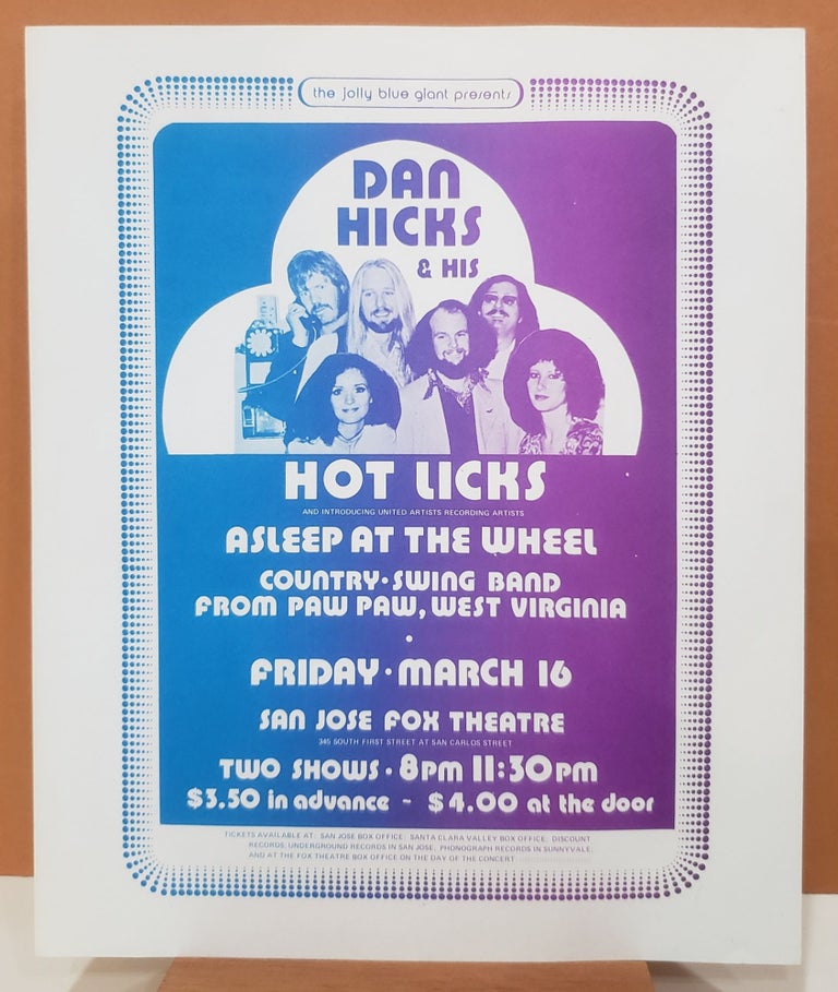 Item #m115 Dan Hicks & His Hot Licks, Asleep at the Wheel: Friday, March 16. Jolly Blue Giant.