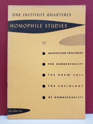 Item #t3 One Institute Quarterly Homophile Studies 17: Spring, Summer, Fall 1962, Vol. V, No. 2,...