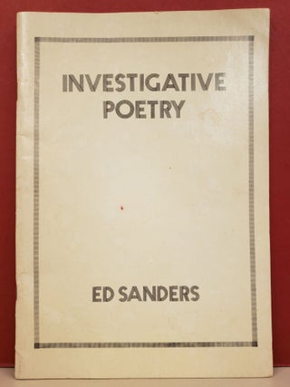 Item #t6 Investigative Poetry. Ed Sanders