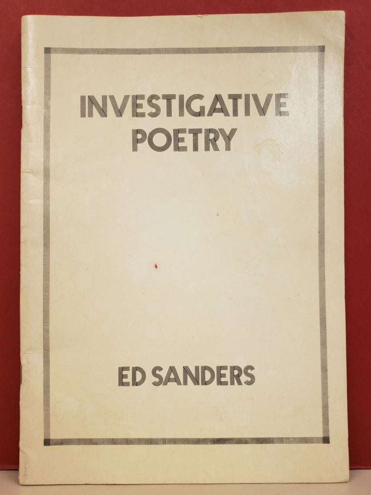 Item #t6 Investigative Poetry. Ed Sanders.